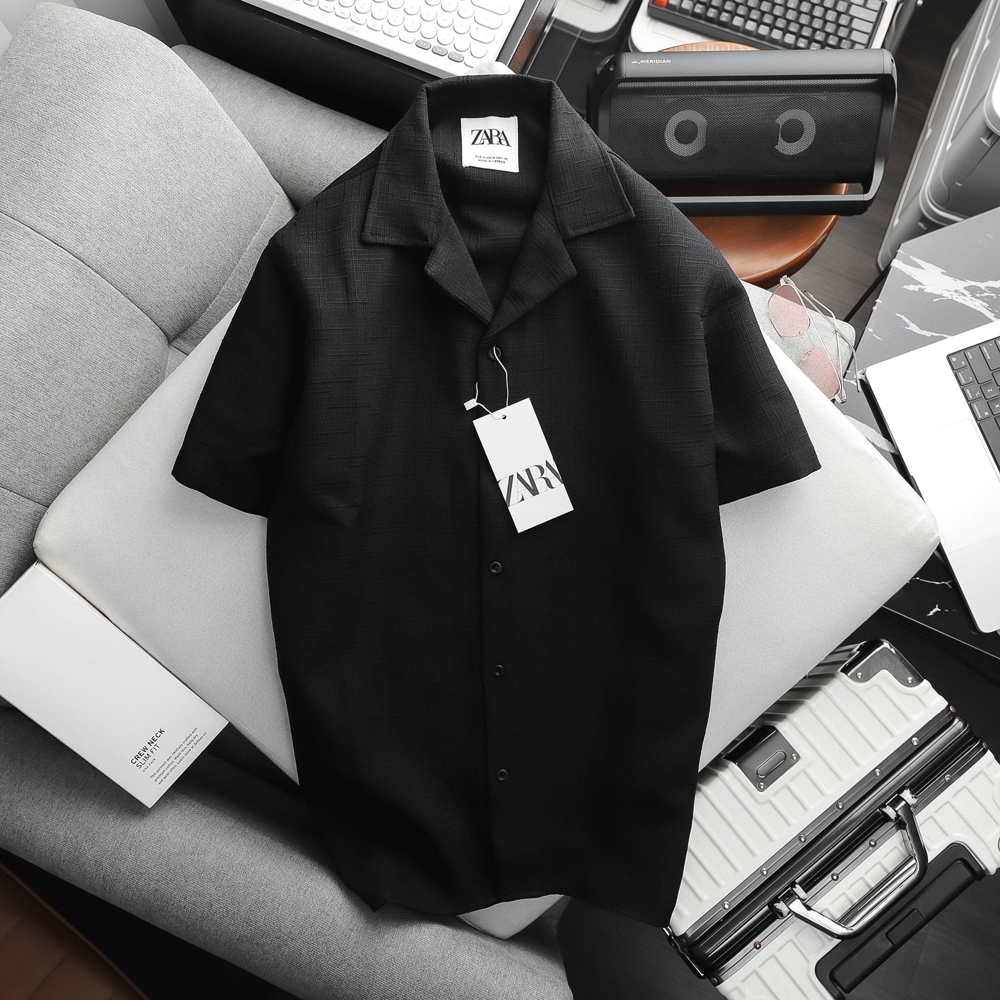 ÁO SƠ MI VẢI DỆT NON IRON Màu xanh da trời ZARA Vietnam #45 ÁO SƠ MI VẢI DỆT NON IRON Màu xanh da trời ZARA Vietnam